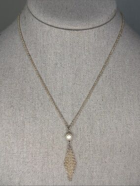 Tiffany & Co. Elsa Peretti 925 Silver Pearl Mesh Tassel Necklace 16"